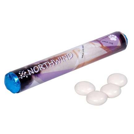 Rol mentos met logo als give-away