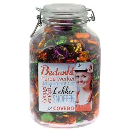 Reuze glazen weckpot met logo 4 liter