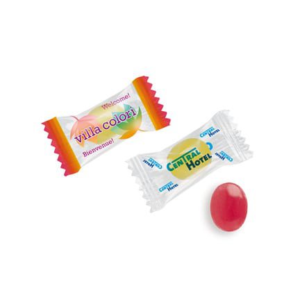 Bedrukte flowpack met 1 mini zuurtje