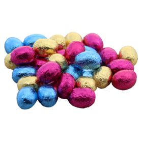 Gepersonaliseerde snoeppot gevuld met paaseitjes voor de Pasen als relatiegeschenk