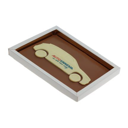 Chocoladetablet auto met bedrijfslogo