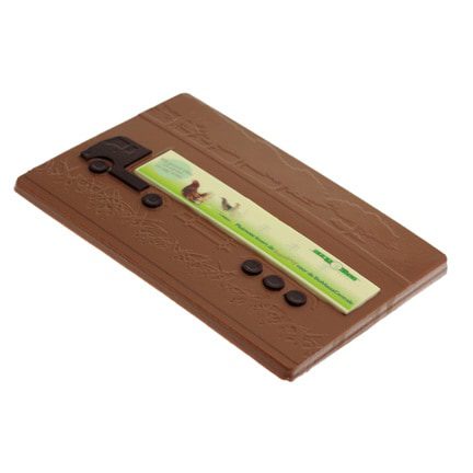 Chocoladetablet vrachtwagen met logo