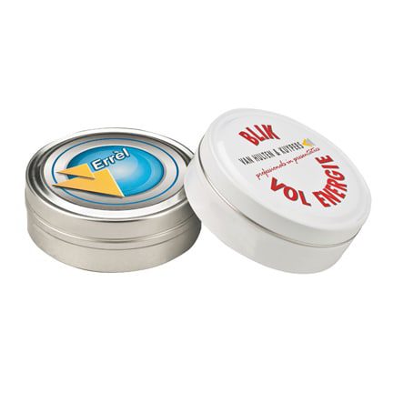 Bio gevuld snoepblikje met logo 200cc