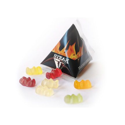 Bedrukt driehoekig snoepzakje fruitgums