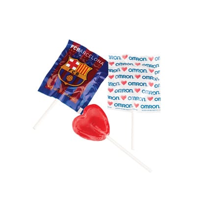 Grote platte lolly in bedrukte folie