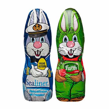 Chocolade paashaasje met logo als give-away