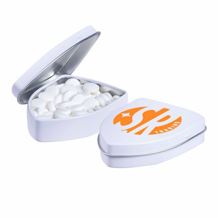 Bedrukt schildvorm blikje met pepermunt