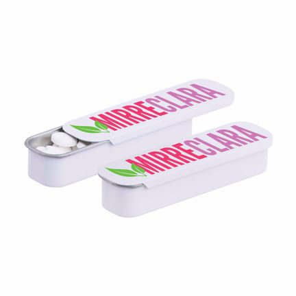 Lang slidy blikje met bedrijfslogo