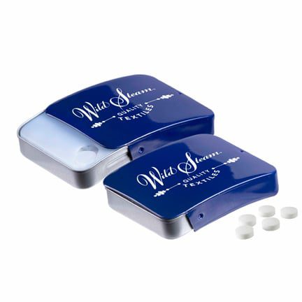 Bedrukt schuifblikje met mini pepermuntjes