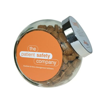 Schuine snoeppot met logo voor Sinterklaas