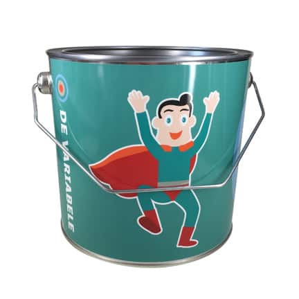 Bedrukt verfblik van formaat 2,5 liter