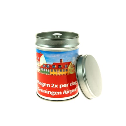 Hersluitbaar gevuld snoepblikje als bedankje