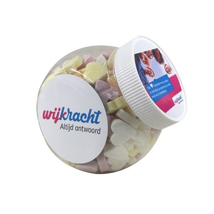 Valentijn snoeppot met vruchtenhartjes 850cc