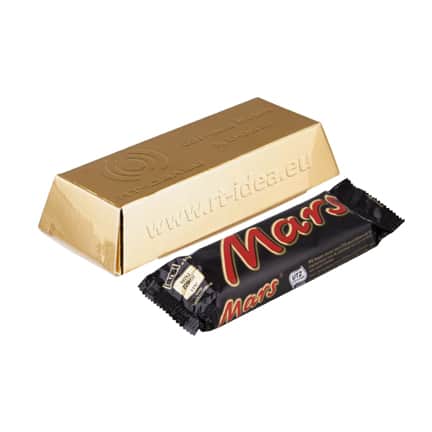 Bedrukte goudstaaf met Mars als weggevertje