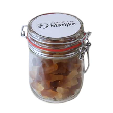 BIO gevulde ronde weckpot met logo 800cc