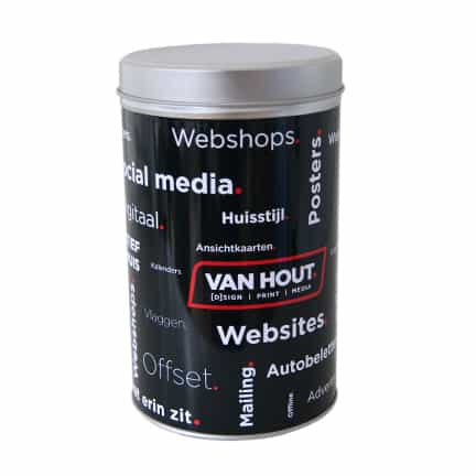 Snoepblik met full colour wikkel