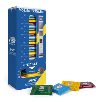 Advent logo dispenser met Ritter chocolaatjes