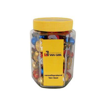 Zeskantige snoeppot met Kerstvulling 700cc