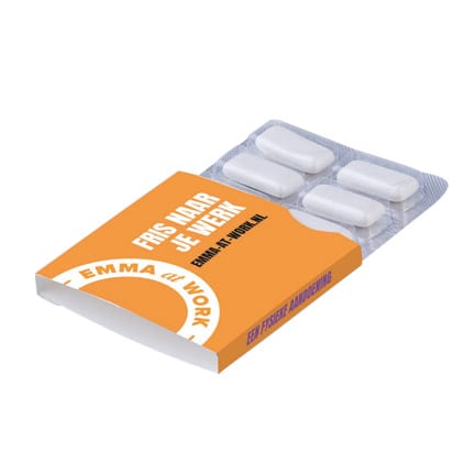 Kauwgomblister in bedrukte sleeve