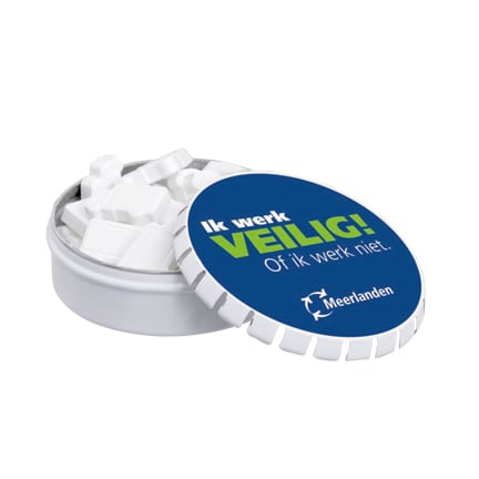 Bedrukt pepermuntblik met vorm mints