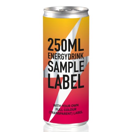 Blikje energydrink met logowikkel