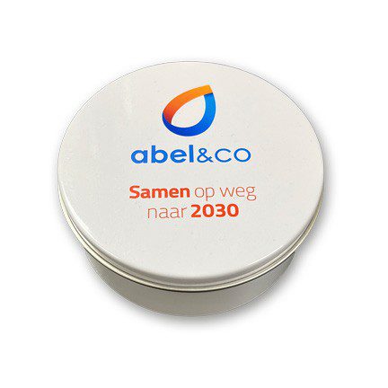 Bedrukt snoepblikje als smaakvol weggevertje