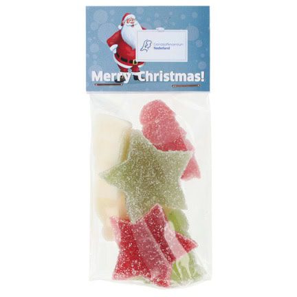 Zakje kopkaart met Kerst snoep