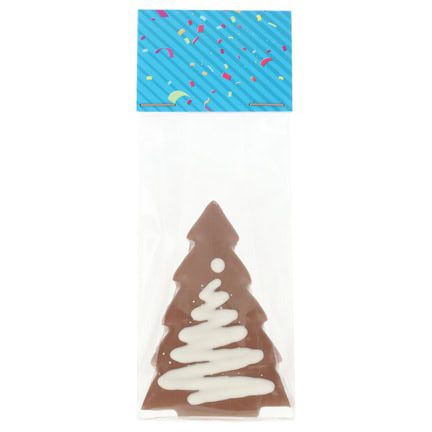 Zakje kopkaartje met chocolade kerstboom